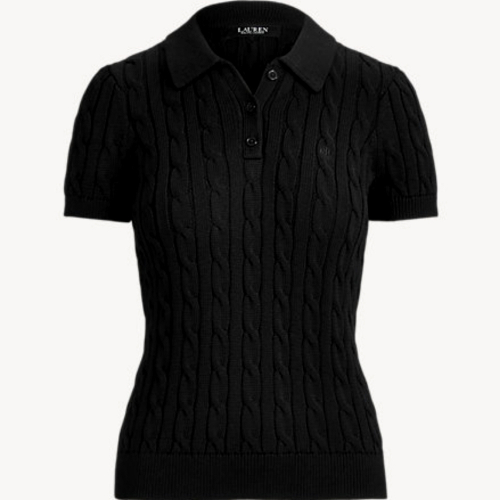 Lauren Ralph Lauren black cable knit short sleeved sweater